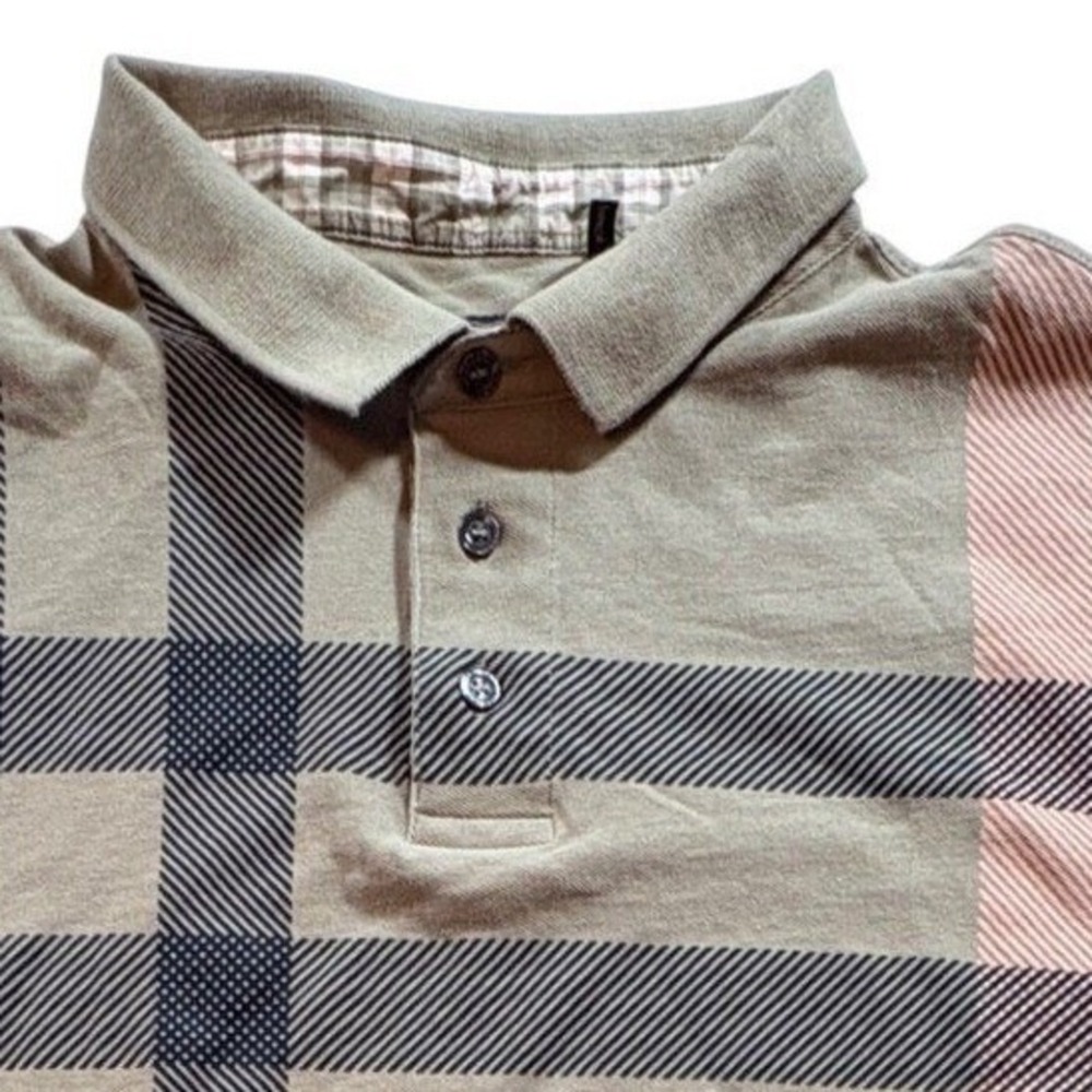 Barbour Polo Shirt Mens XXL Olive Green Large House Check Cotton Short Sleeve